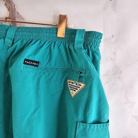 Columbia Swim Trunks Mens Large Blue Green Board Shorts Packable Lined Mesh - Picture 10 of 11